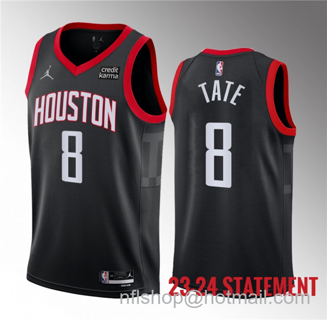 Jae'Sean Tate Men's Houston Rockets #8 2023 Statement Edition Stitched Basketball Jersey - Black