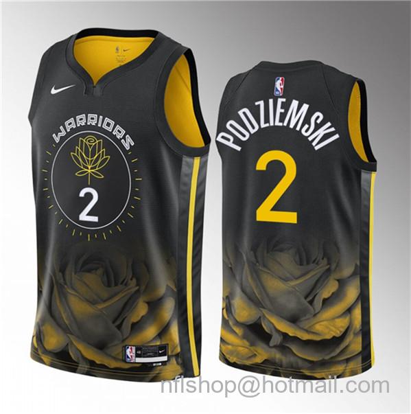 Brandin Podziemski Men's Golden State Warriors #2 2023 Draft City Edition Swingman Stitched Basketball Jersey - Black