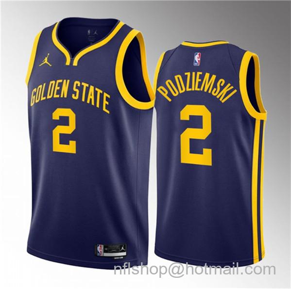 Brandin Podziemski Men's Golden State Warriors #2 Navy 2023 Draft Statement Edition Swingman Stitched Basketball Jersey - Gold