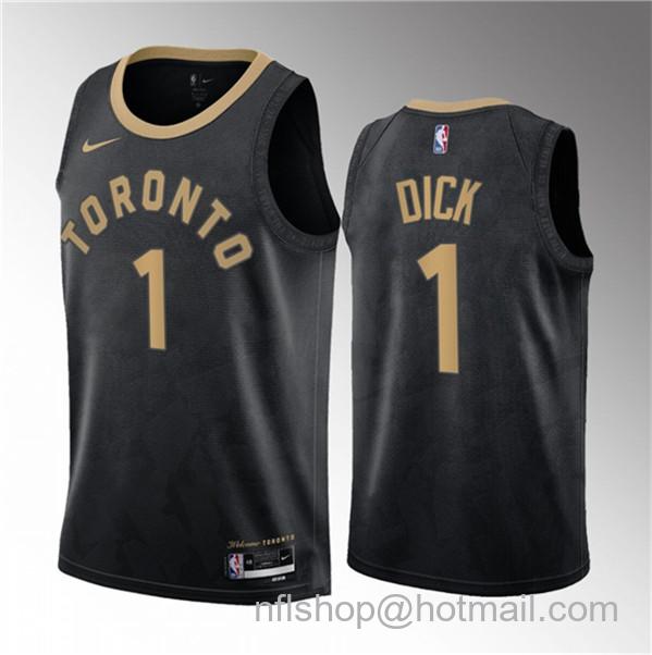 Gradey Dick Men's Toronto Raptors #1 2023 Draft City Edition Stitched Basketball Jersey - Black