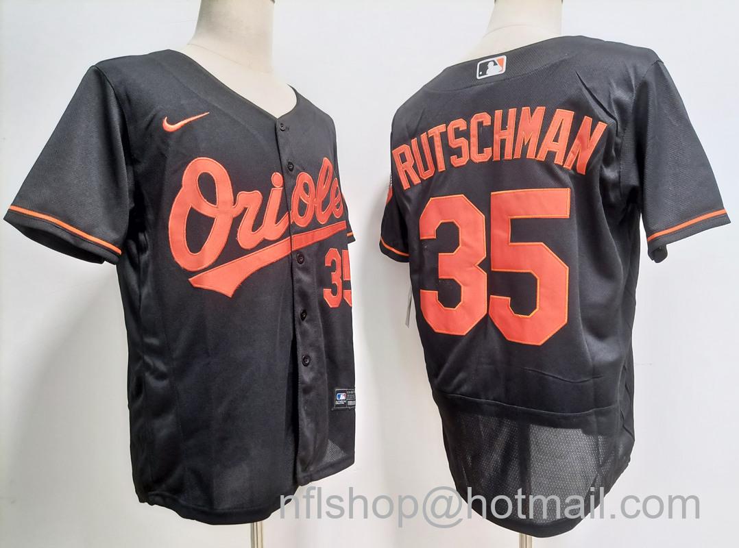 Adley Rutschman Men's Baltimore Orioles #35 Stitched Flex Base Nike Jersey - Black