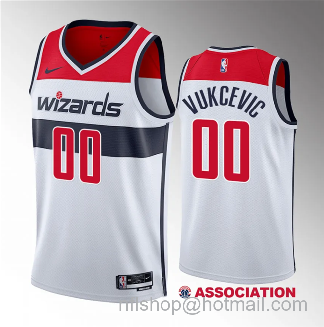 Tristan Vukcevic Men's Washington Wizards #00 2023 Draft Association Edition Stitched Jersey - White