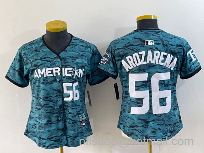 Women's Tampa Bay Rays #56 Randy Arozarena Number Teal 2023 All Star Cool Base Stitched Jersey