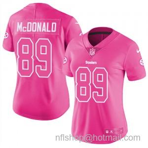 Women's Nike Pittsburgh Steelers #89 Vance McDonald Limited Pink Rush Fashion NFL Jersey