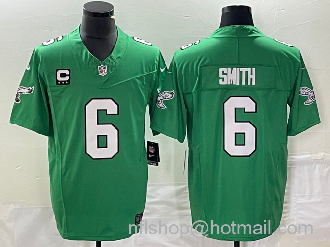 Men's Philadelphia Eagles #6 DeVonta Smith Green 2023 F.U.S.E. Vapor Untouchable With C Patch Stitched Football Jersey