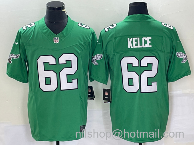 Men's Philadelphia Eagles #62 Jason Kelce Green 2023 FUSE Vapor Limited Throwback Stitched Jersey