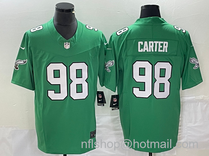 Men's Philadelphia Eagles #98 Jalen Carter Green 2023 F.U.S.E. Vapor Untouchable Stitched Football Jersey