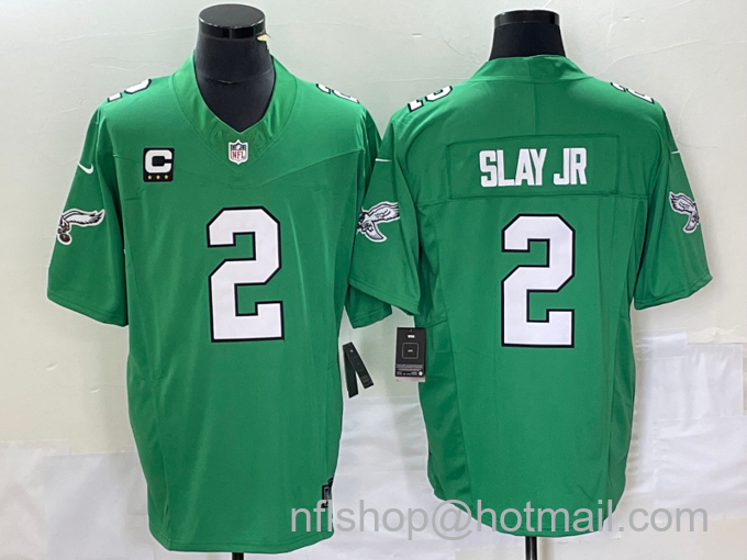 Men's Philadelphia Eagles #2 Darius Slay JR Green 2023 F.U.S.E. Vapor Untouchable With C Patch Stitched Football Jersey