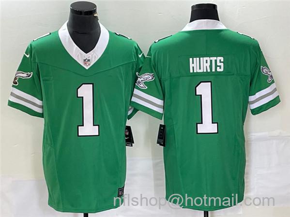 Men's Philadelphia Eagles #1 Jalen Hurts Green 2023 F.U.S.E. Vapor Untouchable Stitched Football Jersey