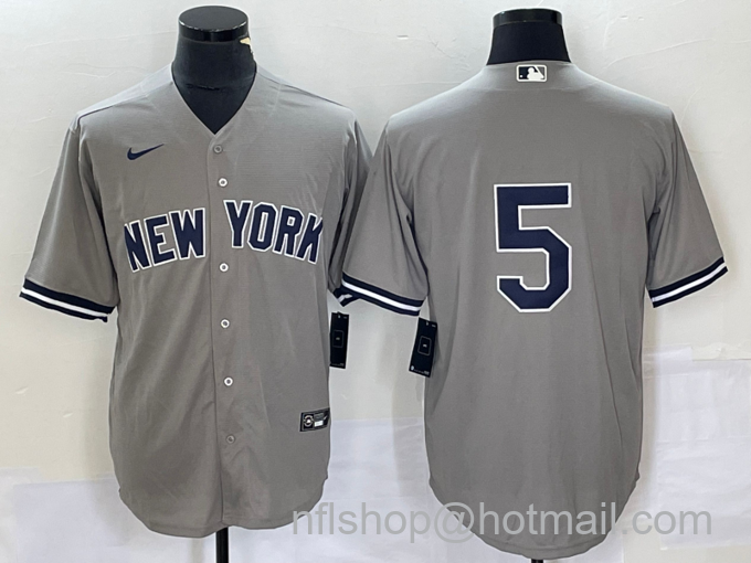 Men's New York Yankees #5 Joe DiMaggio Grey Cool Base Stitched Baseball Jersey