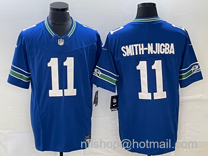 Men's Seattle Seahawks #11 Jaxon Smith-Njigba Royal 2023 F.U.S.E. Vapor Limited Throwback Stitched Jersey