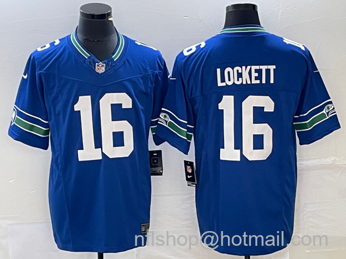 Men's Seattle Seahawks #16 Tyler Lockett Royal 2023 F.U.S.E. Vapor Limited Throwback Stitched Jersey