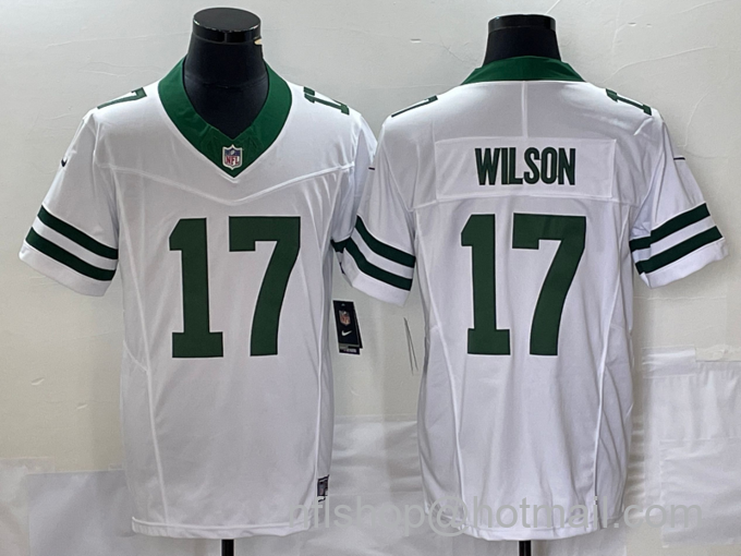 Men's New York Jets #17 Garrett Wilson White 2023 F.U.S.E. Vapor Limited Throwback Stitched Football Jersey