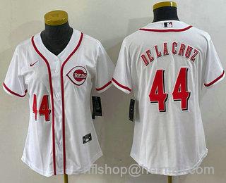 Women's Cincinnati Reds #44 Elly De La Cruz With Patch Cool Base Stitched Jersey - Number White