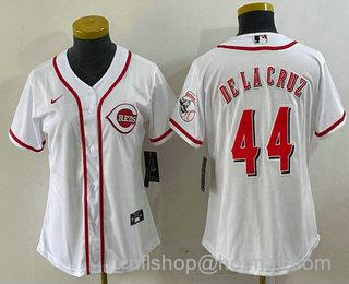 Women's Cincinnati Reds #44 Elly De La Cruz With Patch Cool Base Stitched Jersey - White