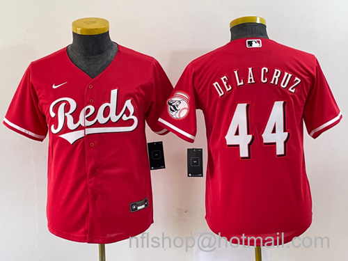 Youth Cincinnati Reds #44 Elly De La Cruz Cool Base Stitched Baseball Jersey - Red