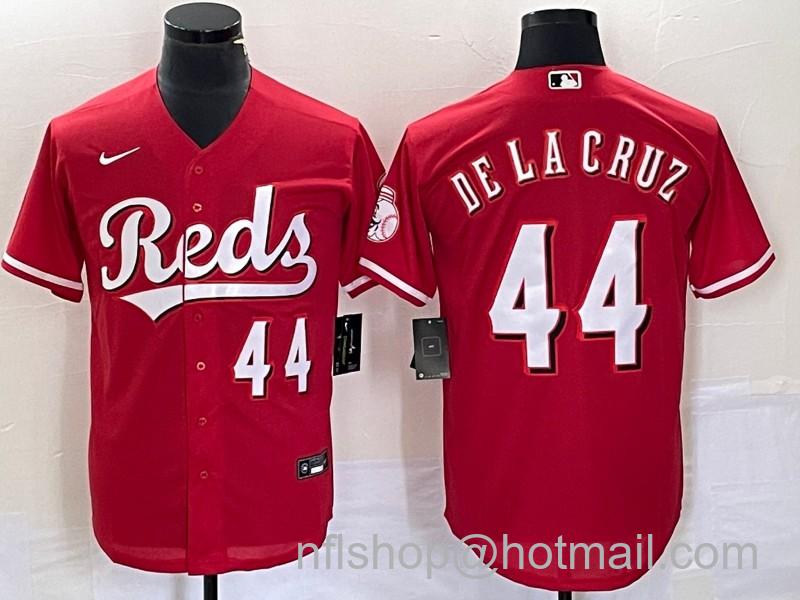 Youth Cincinnati Reds #44 Elly De La Cruz Number Cool Base Stitched Baseball Jersey - Red