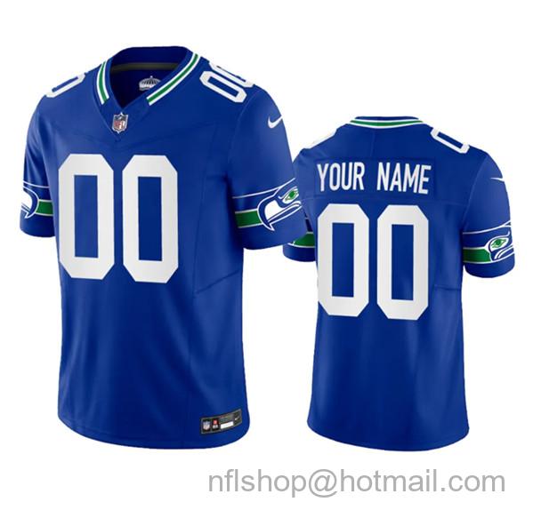 Custom Men's Seattle Seahawks Active Player Royal 2023 F.U.S.E. Vapor Limited Throwback Stitched Jersey