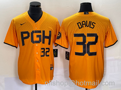 Henry Davis Men's Pittsburgh Pirates #32 2023 City Connect Stitched Jersey2 - Number Yellow