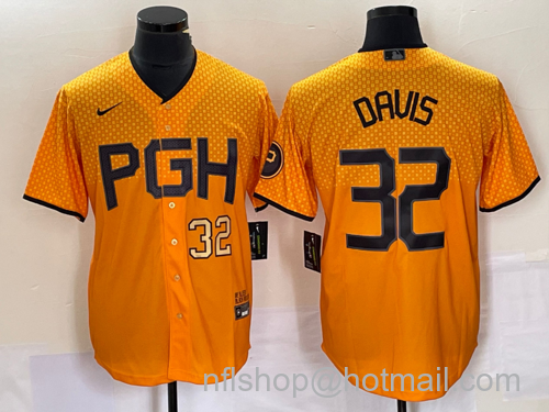 Henry Davis Men's Pittsburgh Pirates #32 2023 City Connect Stitched Jersey - Number Yellow