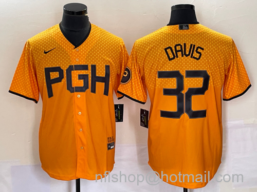 Henry Davis Men's Pittsburgh Pirates #32 2023 City Connect Stitched Jersey - Yellow