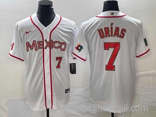 Julio Urias Men's Mexico Baseball #7 Number NEW 2023 World Classic Stitched Jersey - White