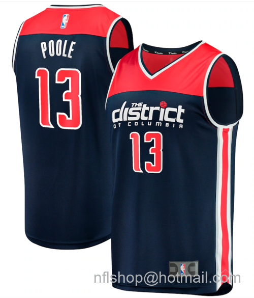 Jordan Poole Men's Washington Wizards #13 Fast Break Statement Edition Stitched NBA Jersey - Navy