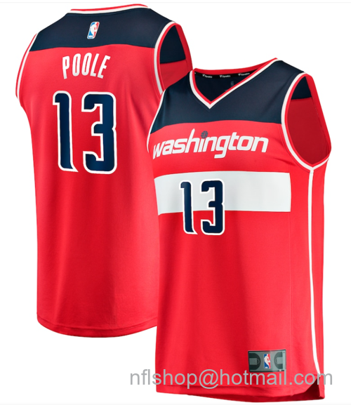 Jordan Poole Men's Washington Wizards #13 Icon Edition Stitched Jersey - Red