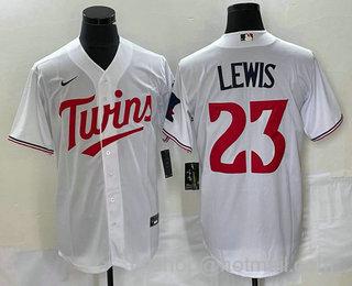 Royce Lewis Men's Minnesota Twins #23 Stitched MLB Cool Base Nike Jersey - White Red