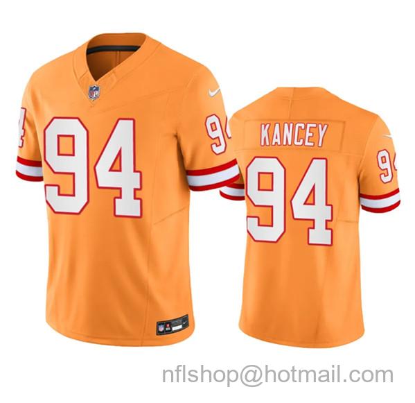 Calijah Kancey Men's Tampa Bay Buccaneers #94 Throwback Limited Stitched Jersey - Orange