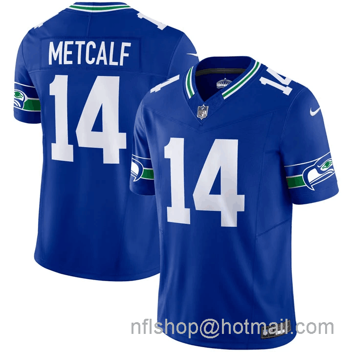 D.K. Metcalf Men's Seattle Seahawks #14 2023 F.U.S.E. Vapor Limited Throwback Stitched Jersey - Royal