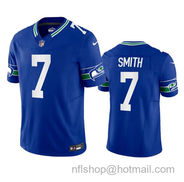 Geno Smith Men's Seattle Seahawks #7 2023 F.U.S.E. Vapor Limited Throwback Stitched Jersey - Royal