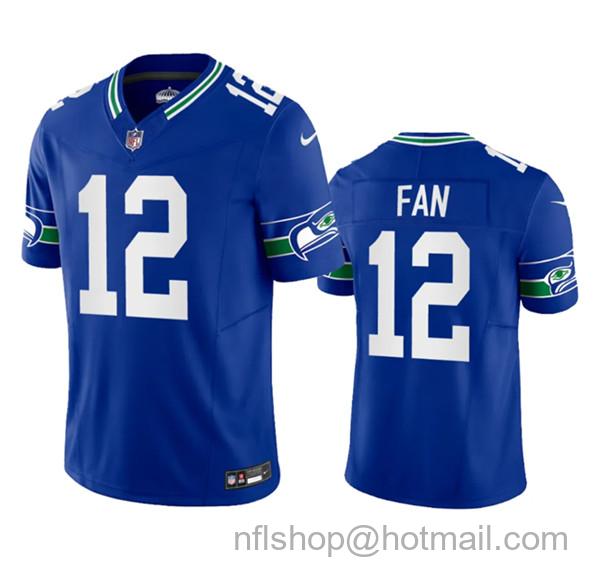 Men's Nike Seattle Seahawks 12th Fan Royal 2023 F.U.S.E. Vapor Limited Throwback Stitched Jersey