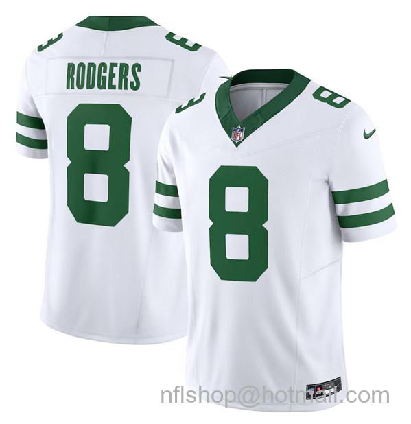 Aaron Rodgers Men's New York Jets #8 2023 F.U.S.E. Vapor Limited Throwback Stitched Football Jersey - White