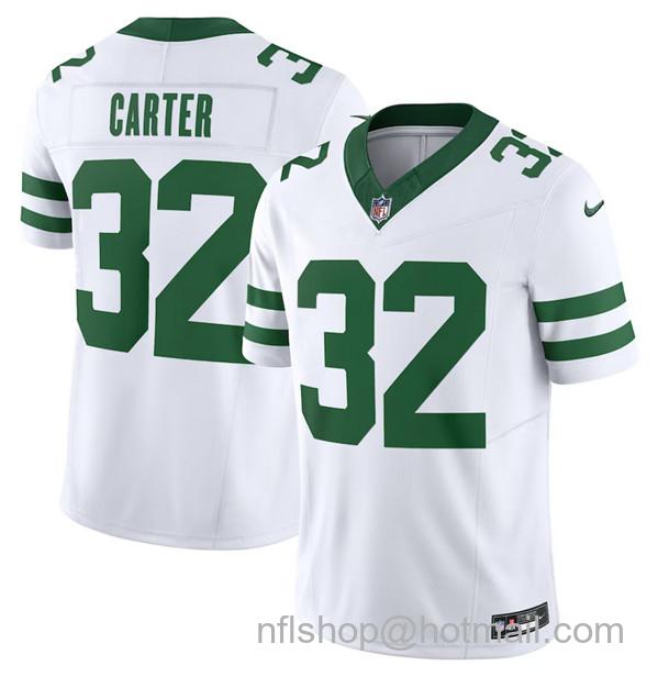 Michael Carter Men's New York Jets #32 2023 F.U.S.E. Vapor Limited Throwback Stitched Football Jersey - White