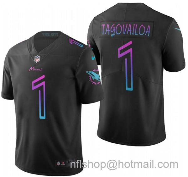 Tua Tagovailoa Men's Miami Dolphins #1 black vapor Limited Stitched NFL Jersey