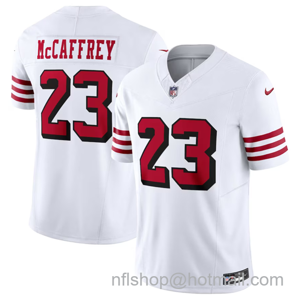 Christian McCaffrey Men's San Francisco 49ers #23 New 2023 F.U.S.E. Vapor Untouchable Limited Stitched Football Jersey - White