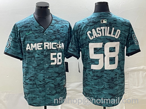 Diego Castillo Men's Seattle Mariners #58 2023 All Star Stitched Baseball Jersey - Number Teal