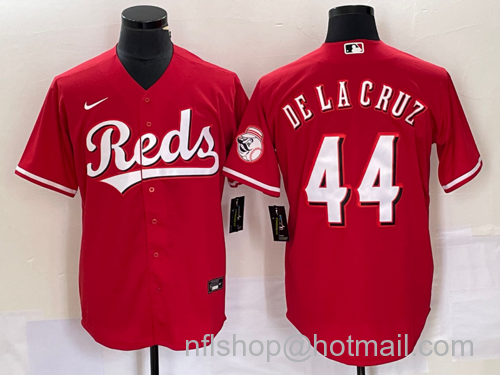 Men's Cincinnati Reds #44 Elly De La Cruz With Patch Cool Base Stitched Baseball Jersey - Red