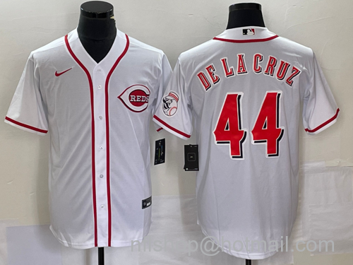 Men's Cincinnati Reds #44 Elly De La Cruz With Patch Cool Base Stitched Baseball Jersey - White