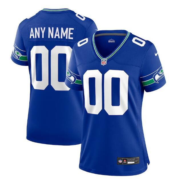 Women's Seattle Seahawks ACTIVE PLAYER Custom Royal Throwback Football Stitched Jersey(Run Small)