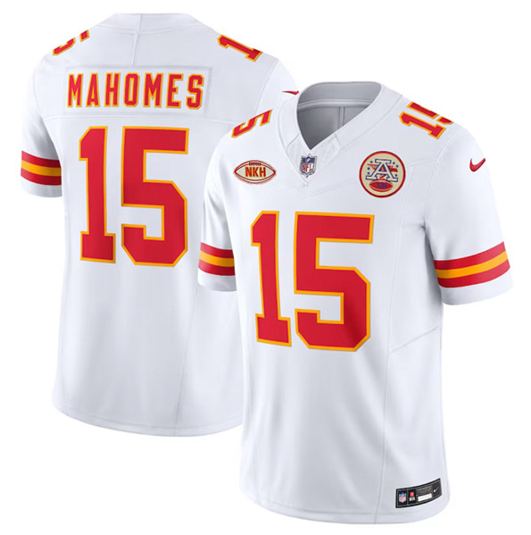 Men's Kansas City Chiefs #15 Patrick Mahomes White 2023 F.U.S.E. With NKH Patch Vapor Untouchable Limited Football Stitched Jersey