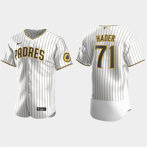 Men's San Diego Padres #71 Josh Hader White Brown Pinstripe Home FlexBase Player Jersey