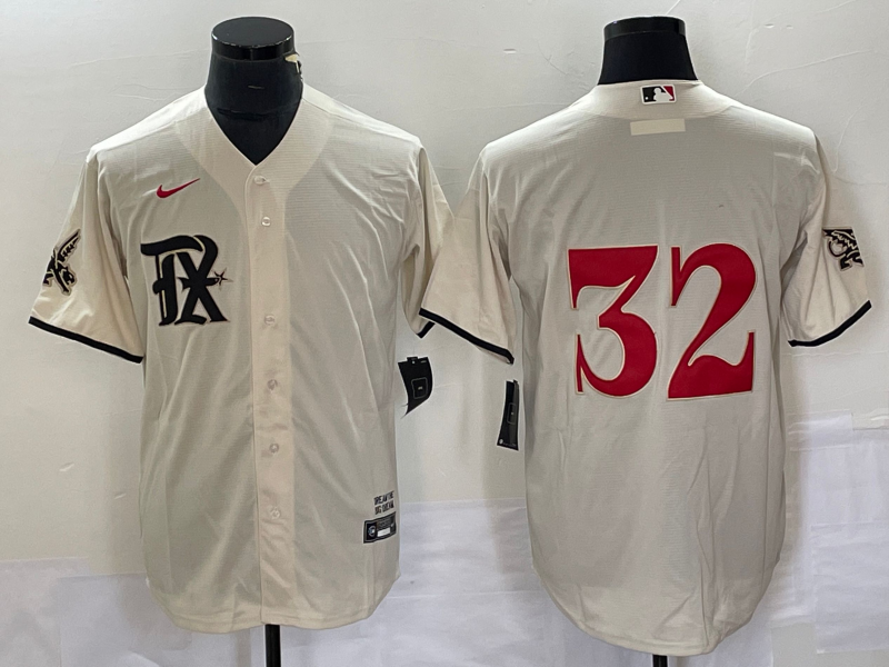 Men's Texas Rangers #32 Evan Carter Cream 2023 City Connect Stitched Baseball Jersey