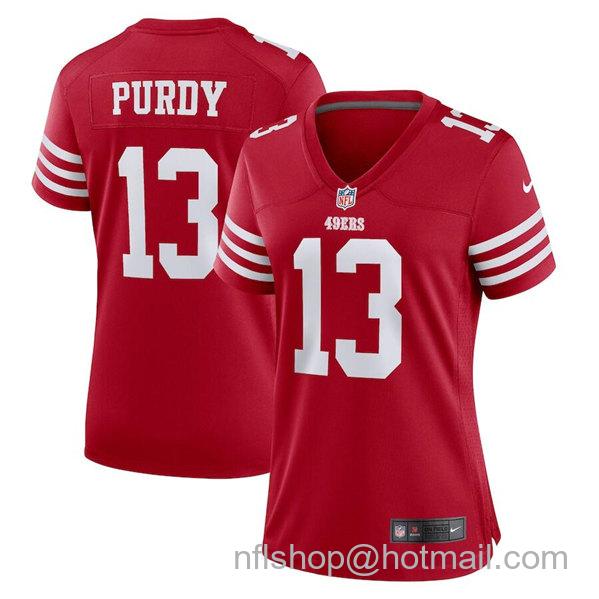 Women's San Francisco 49ers #13 Brock Purdy Red Stitched Game Jersey(Run Small)