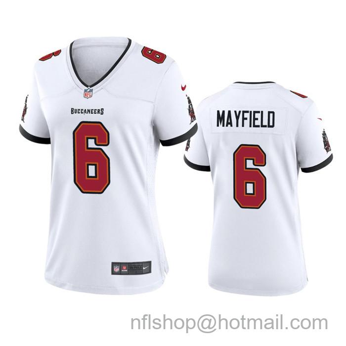 Women's Tampa Bay Buccanee #6 Baker Mayfield White Stitched Game Jersey(Run Small)