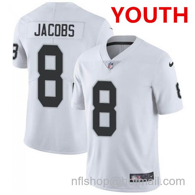 Youth Las Vegas Raiders #8 Josh Jacobs White Vapor Untouchable Limited Stitched Jersey