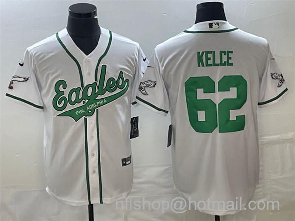 Men's Philadelphia Eagles #62 Jason Kelce White Cool Base Stitched Baseball Jersey