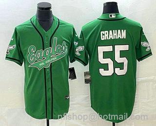 Men's Philadelphia Eagles #55 Brandon Graham Green Cool Base Stitched Baseball Jersey