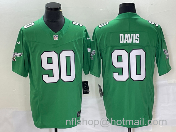 Men's Philadelphia Eagles #90 Jordan Davis Green 2023 FUSE Vapor Limited Throwback Stitched Jersey